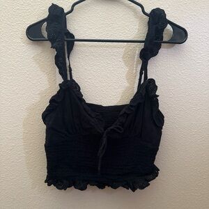 Urban Outfitters Black Ruffled Crop Top